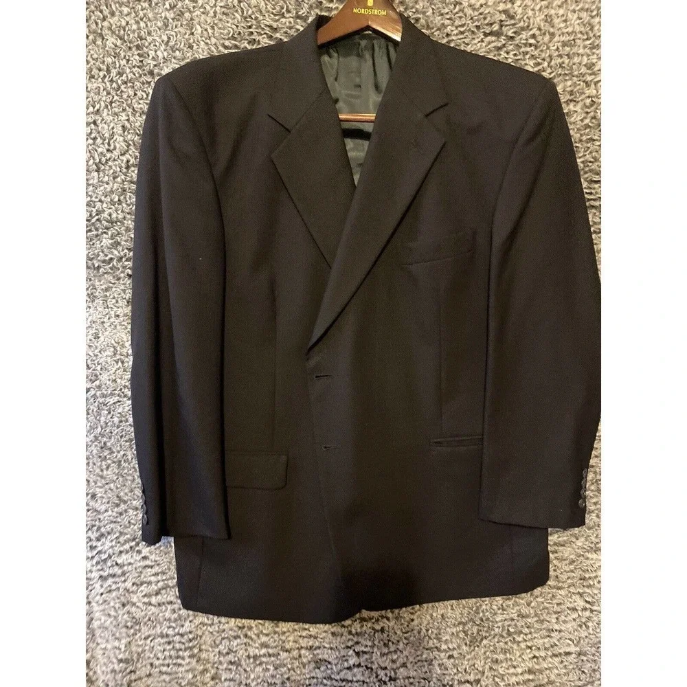Towncraft Blazer Black Wool &Lana Sport Coat Jacket 48 R